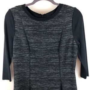 Elie Tahari Leather Trim Heathered Dress